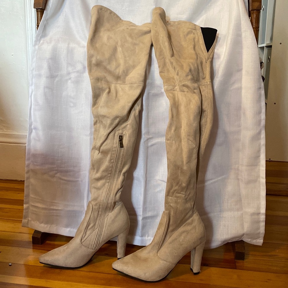 Thigh high suede boots